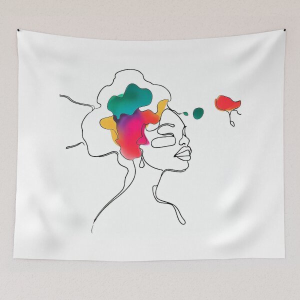 Item preview, Colorful Fusion: Woman in a Single Line with Ink Blot Splashes designed and sold by ReplyGirl.