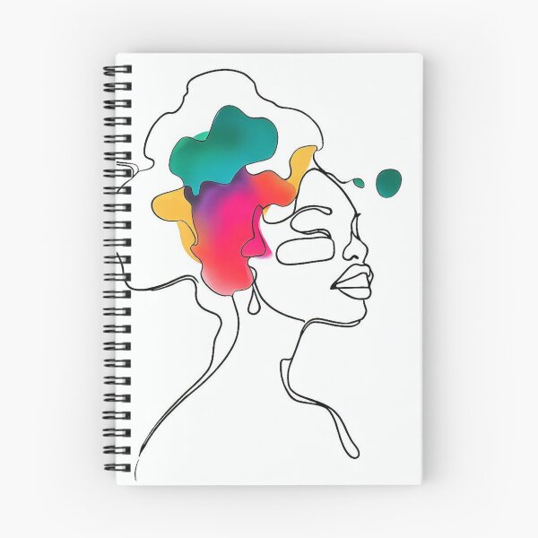 Item preview, Colorful Fusion: Woman in a Single Line with Ink Blot Splashes designed and sold by ReplyGirl.