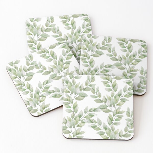 Item preview, Green transparent leaves branches. watercolor print. Translucent spring foliage designed and sold by likapix.