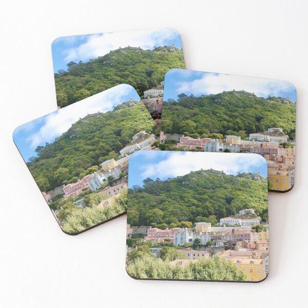 Item preview, portugal colorful cliffside town and castle designed and sold by mjoffe.