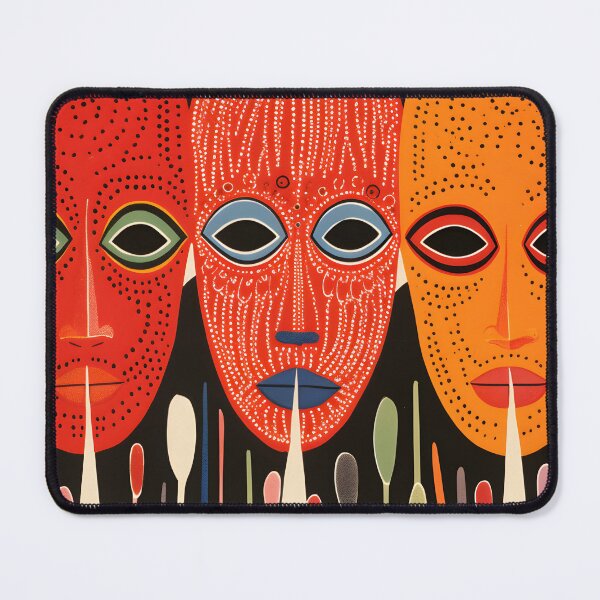 Item preview, Pop Art Vintage Image of African Drawings of Faces with Traditional Indigenous Colorful Face Painting designed and sold by Je-we.