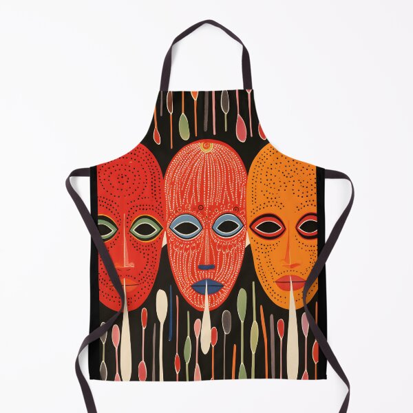 Item preview, Pop Art Vintage Image of African Drawings of Faces with Traditional Indigenous Colorful Face Painting designed and sold by Je-we.