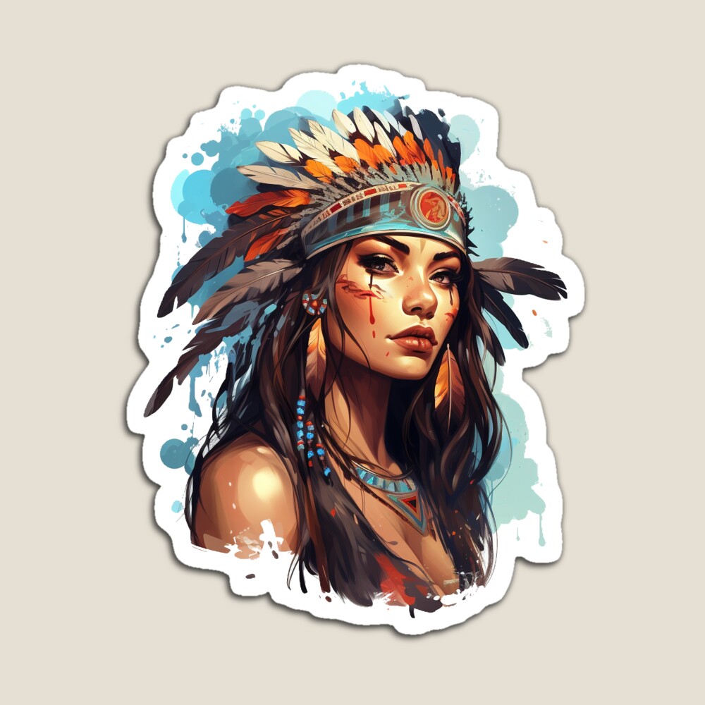 Proud Native American Girl PNG Tribal Girl Tshirt Sticker -  Sweden