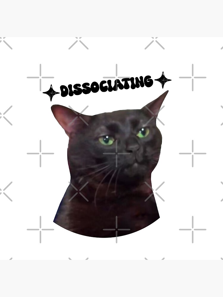 Black Cat Zoning Out Meme Sticker Decal