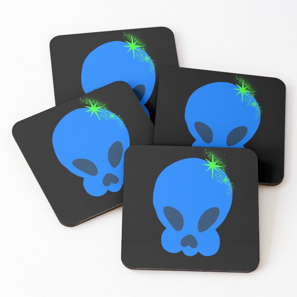 Item preview, Cartoon Scull, blue spooky season art, Scull pattern designed and sold by HomeintheMush.