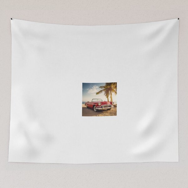 Item preview, a red car parked on top of a sandy beach designed and sold by Dark Fantasy Store.