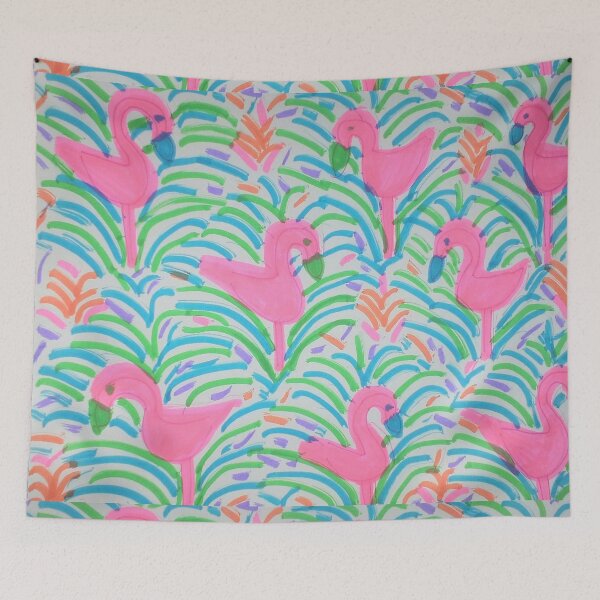 Item preview, Flamingo Jungle Party Tropical Print designed and sold by DanielleGensler.