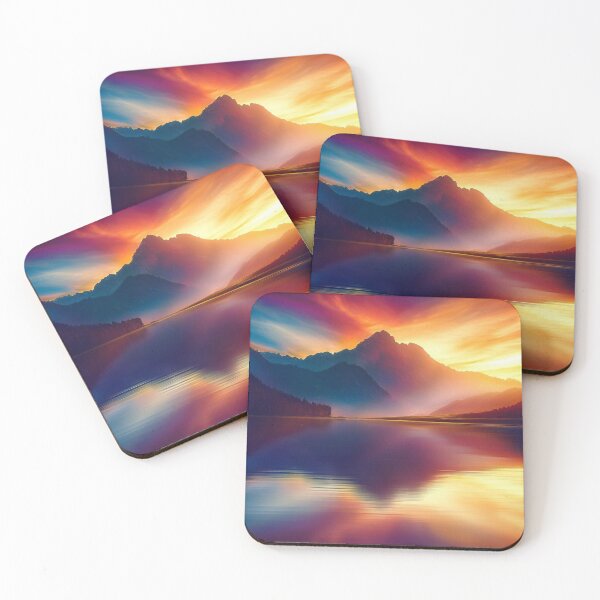 Item preview, Ethereal Majesty: Sunset Over the Tranquil Mountain Lake 1 designed and sold by The Digital Compass.