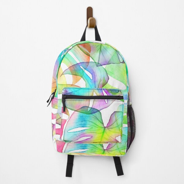 Item preview, Rainbow Translucent Monstera leaves watercolor print. Exotic tropical transparent leaf. Summer beach designed and sold by likapix.