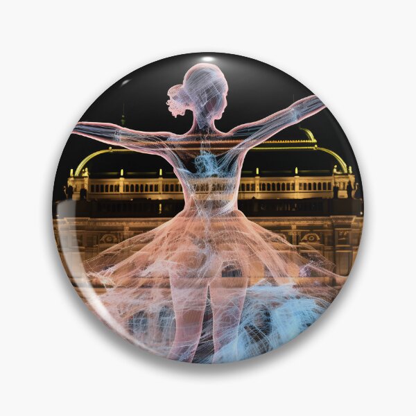 Item preview, Colorful projection of a ballerina in front of the Vienna opera in the styles of holography and futuristic technological art designed and sold by AI-Only Creations.