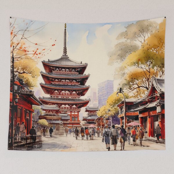 Item preview, A Watercolor Design of the Senso-ji Temple in Tokyo - Japan designed and sold by Sketch-Shack.