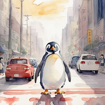 Artwork thumbnail, Penguin waddling in traffic by Mugs and Shirts