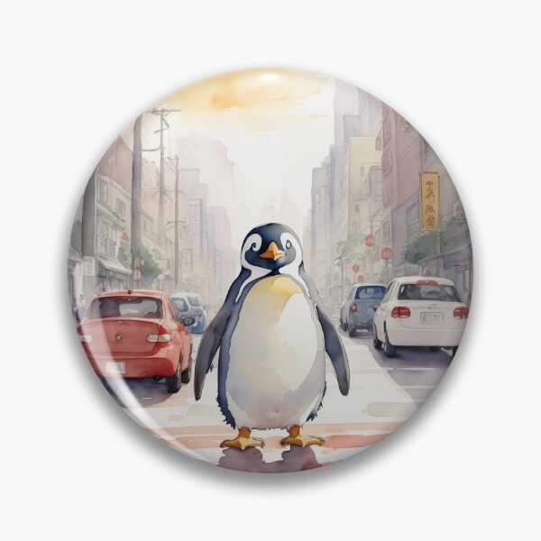 Item preview, Penguin waddling in traffic designed and sold by Mugs and Shirts.