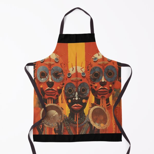 Item preview, Pop Art Vintage Image of African Drawing of Masks with Traditional Indigenous Colorful Face Painting designed and sold by Je-we.
