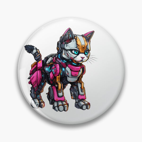 Item preview, Cyberpunk Robot Cat in Neon Colors designed and sold by SchorlCraft.