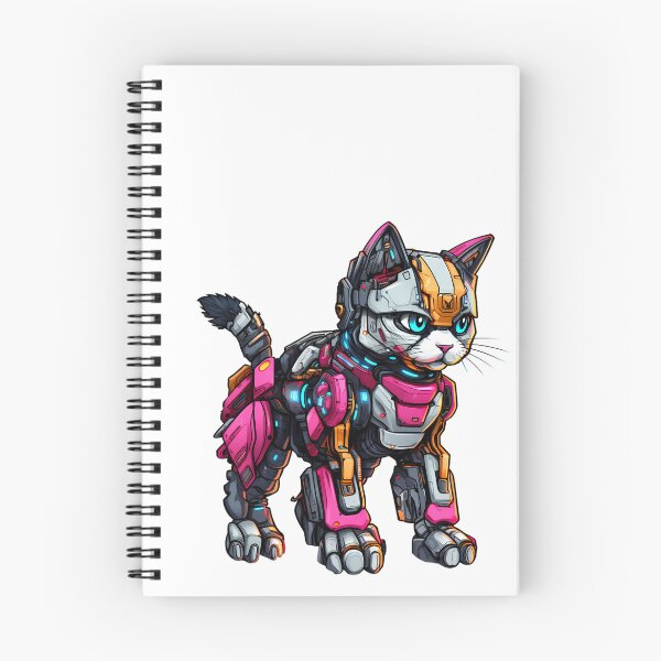 Item preview, Cyberpunk Robot Cat in Neon Colors designed and sold by SchorlCraft.