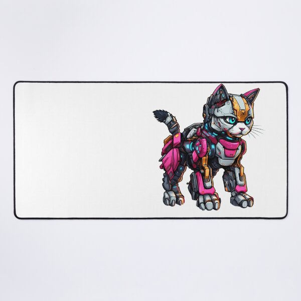 Item preview, Cyberpunk Robot Cat in Neon Colors designed and sold by SchorlCraft.