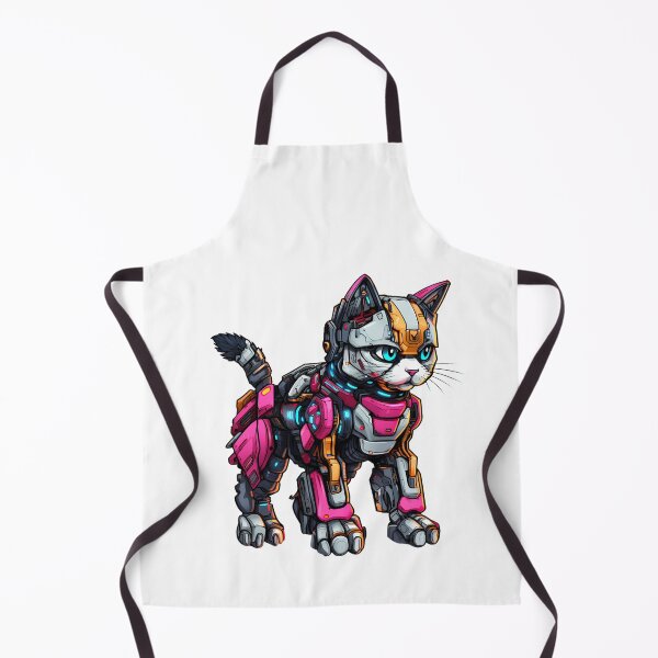 Item preview, Cyberpunk Robot Cat in Neon Colors designed and sold by SchorlCraft.