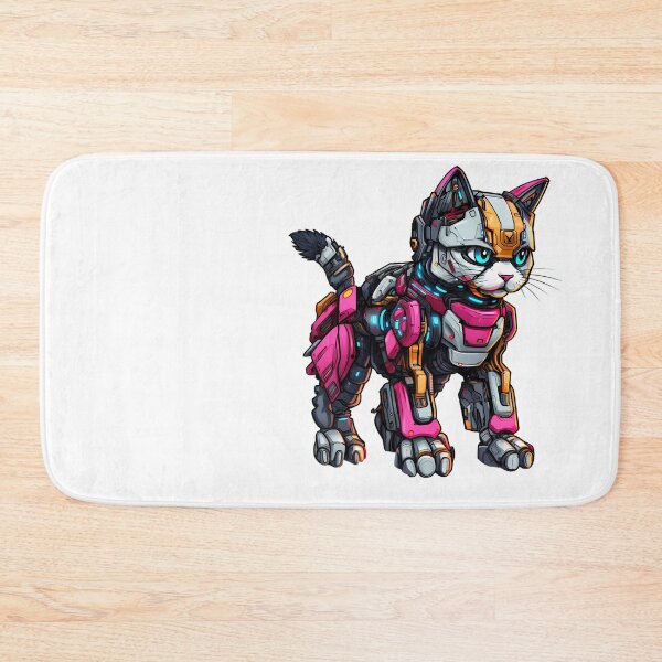 Item preview, Cyberpunk Robot Cat in Neon Colors designed and sold by SchorlCraft.