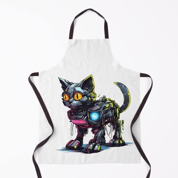 Item preview, Cyberpunk Robot Cat in Neon Colors designed and sold by SchorlCraft.