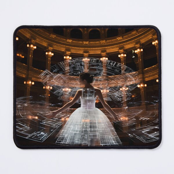 Item preview, Projected ballerina in the Vienna opera in the styles of holography and futuristic technological art designed and sold by AI-Only Creations.