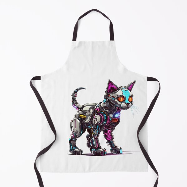 Item preview, Cyberpunk Robot Cat in Neon Colors designed and sold by SchorlCraft.