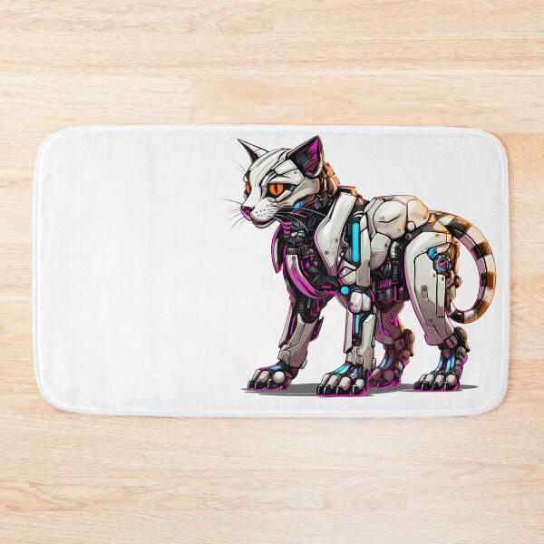 Item preview, Cyberpunk Robot Cat in Neon Colors designed and sold by SchorlCraft.