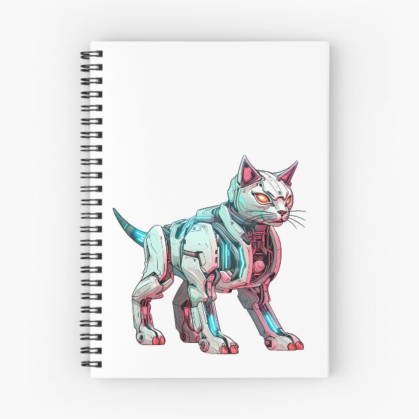 Item preview, Cyberpunk Robot Cat in Neon Colors designed and sold by SchorlCraft.