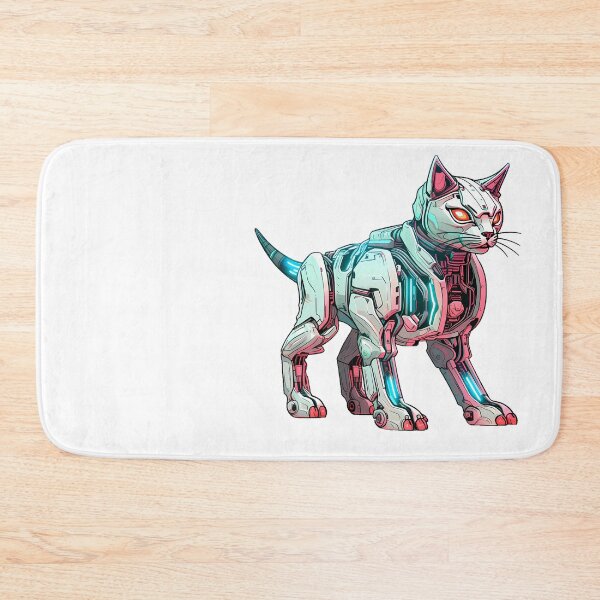 Item preview, Cyberpunk Robot Cat in Neon Colors designed and sold by SchorlCraft.