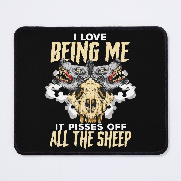 Item preview, Wild Lonely Wolf With Cool Skull Being Me Pisses Off All The Sheep designed and sold by UniQueensShop.