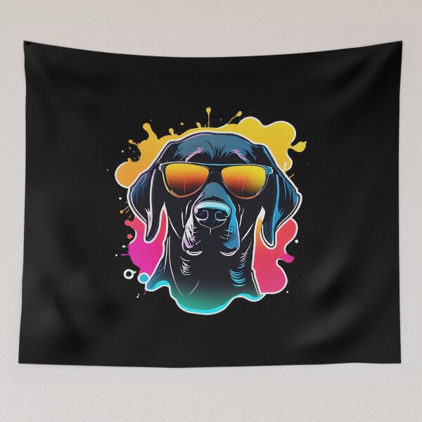 Artikelvorschau, Neon Black Lab mit Sonnenbrille entworfen und verkauft von Gilby-Designs.