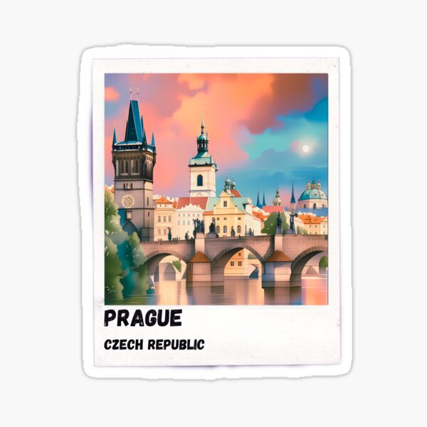 Aperçu de l'œuvre Bienvenue à Prague, autocollant de voyage Prague créée et vendue par Travel Memories.