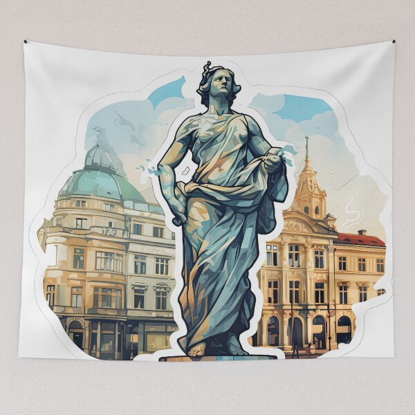 Item preview, Statue near an old building designed and sold by abmkf.