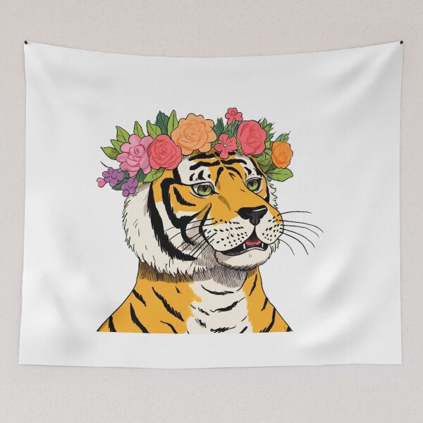 Item preview, Flower crown tiger designed and sold by PawelNature.