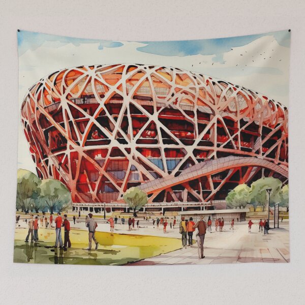 Item preview, A Watercolor Design of Beijing National Stadium - China designed and sold by Sketch-Shack.