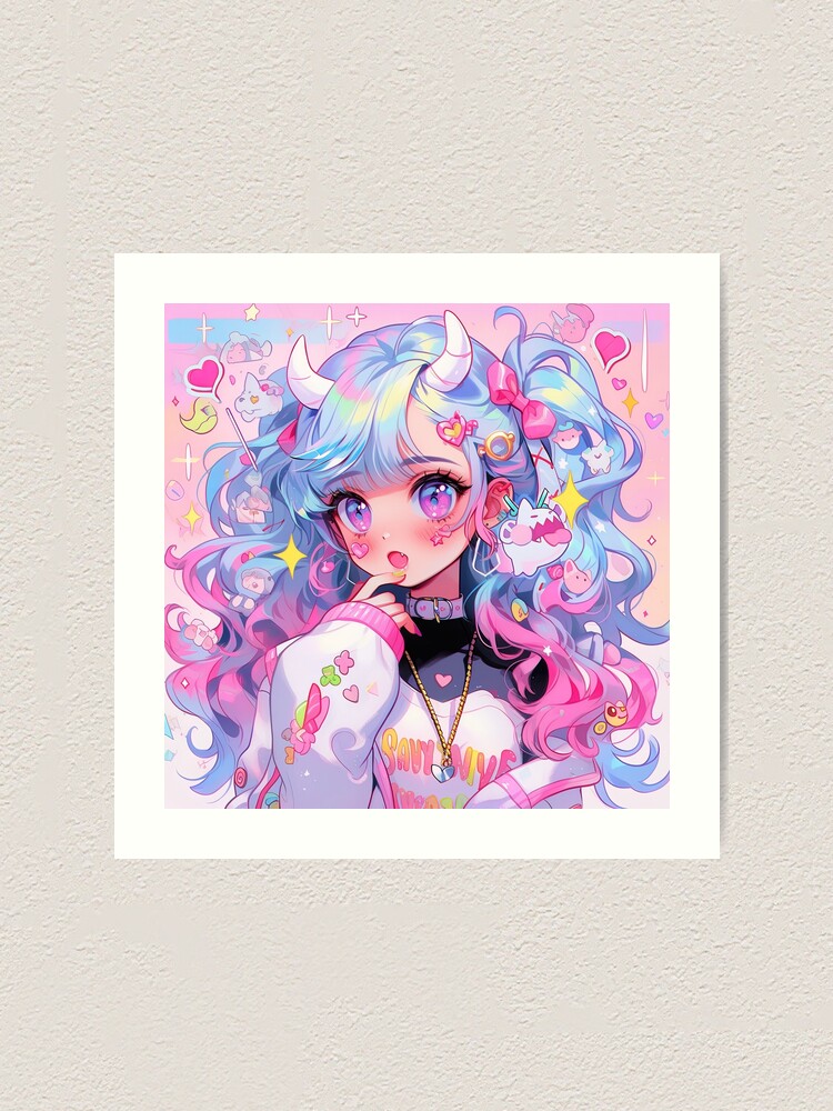 Adorable Harajuku Kei Anime Girl | Art Print