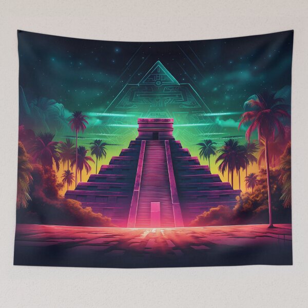 Item preview, "Chichen Itza: Outlined Neon and Argon Lighting Bright" designed and sold by Art-Vortex-fr.