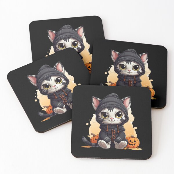 Item preview, Cute Cat with Pumpkins for Halloween Catober designed and sold by Alt-Art-Digital.