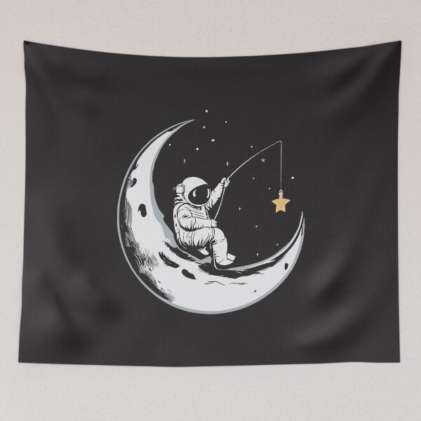 Item preview, vintage astronaut fishing star on space designed and sold by shaderepublic.