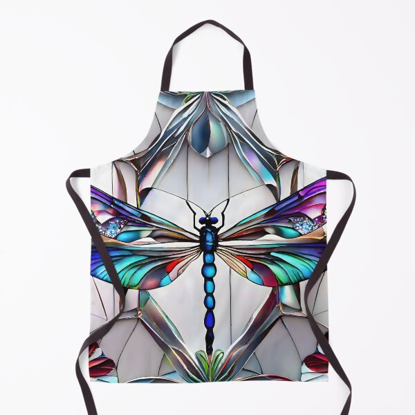 Item preview, Stained glass dragonfly on white background designed and sold by funisessential.