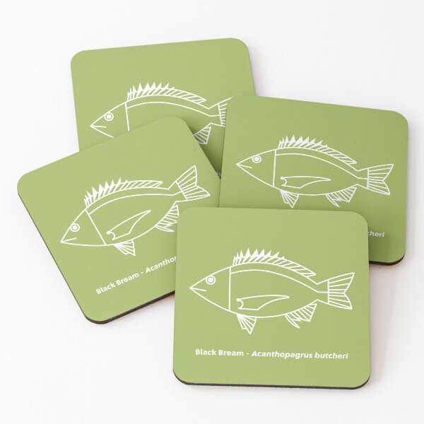 Item preview, Kawaii Black Bream Fish in White on Citrus Green designed and sold by fruttidimare.