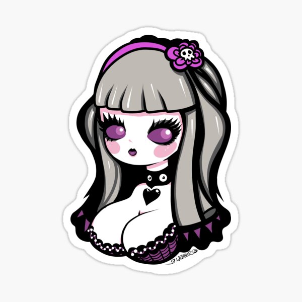 GOTH GIRL - SKULL FLOWER Sticker
