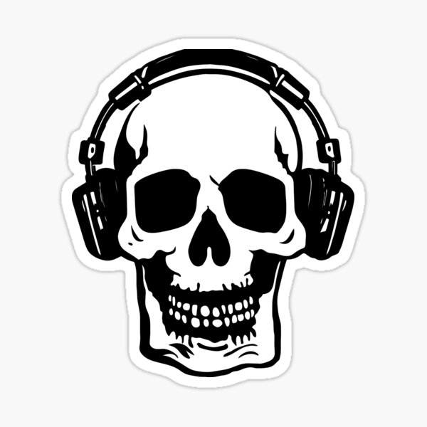 Skull with Headphones Sticker