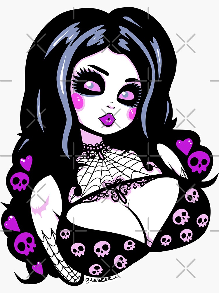 Artwork view, GOTH GIRL 2 - SKULLS & HEARTS designed and sold by George Webber