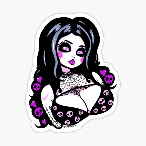 GOTH GIRL 2 - SKULLS & HEARTS Sticker