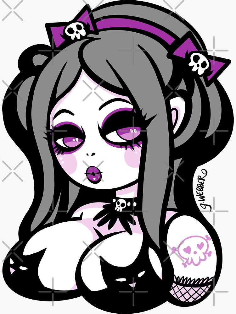 Thumbnail 3 of 3, Sticker, GOTH GIRL - KITTY BRA designed and sold by George Webber.