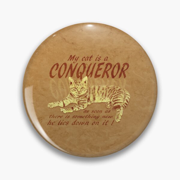 Item preview, Conquering cat - brown marbled version, English text. designed and sold by SylvieG18.