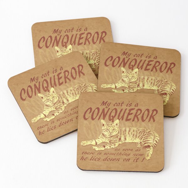 Item preview, Conquering cat - brown marbled version, English text. designed and sold by SylvieG18.
