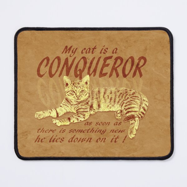 Item preview, Conquering cat - brown marbled version, English text. designed and sold by SylvieG18.