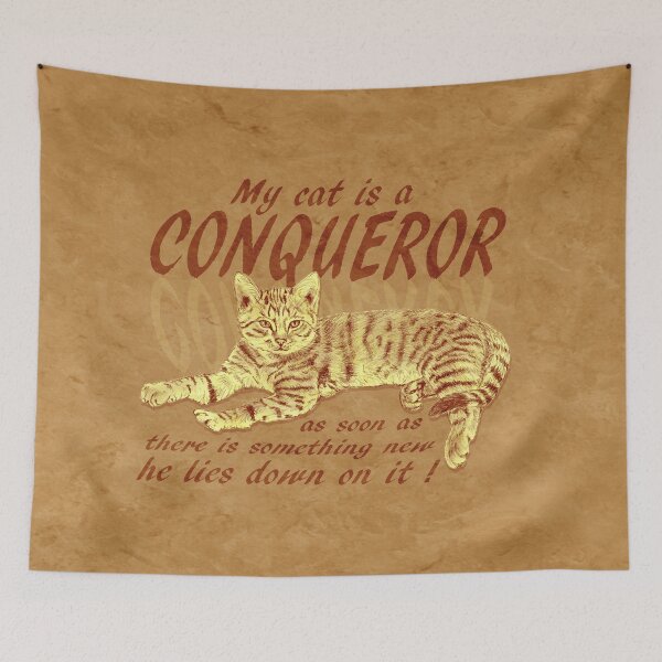 Item preview, Conquering cat - brown marbled version, English text. designed and sold by SylvieG18.